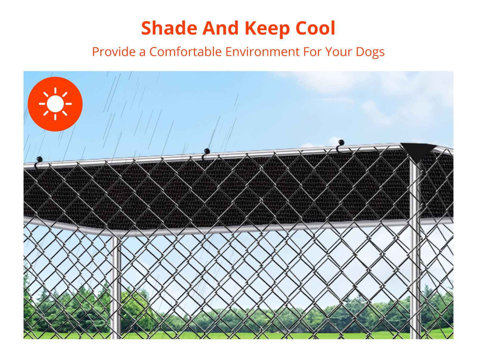 Dog run D with shade sail 4x4x1.8m