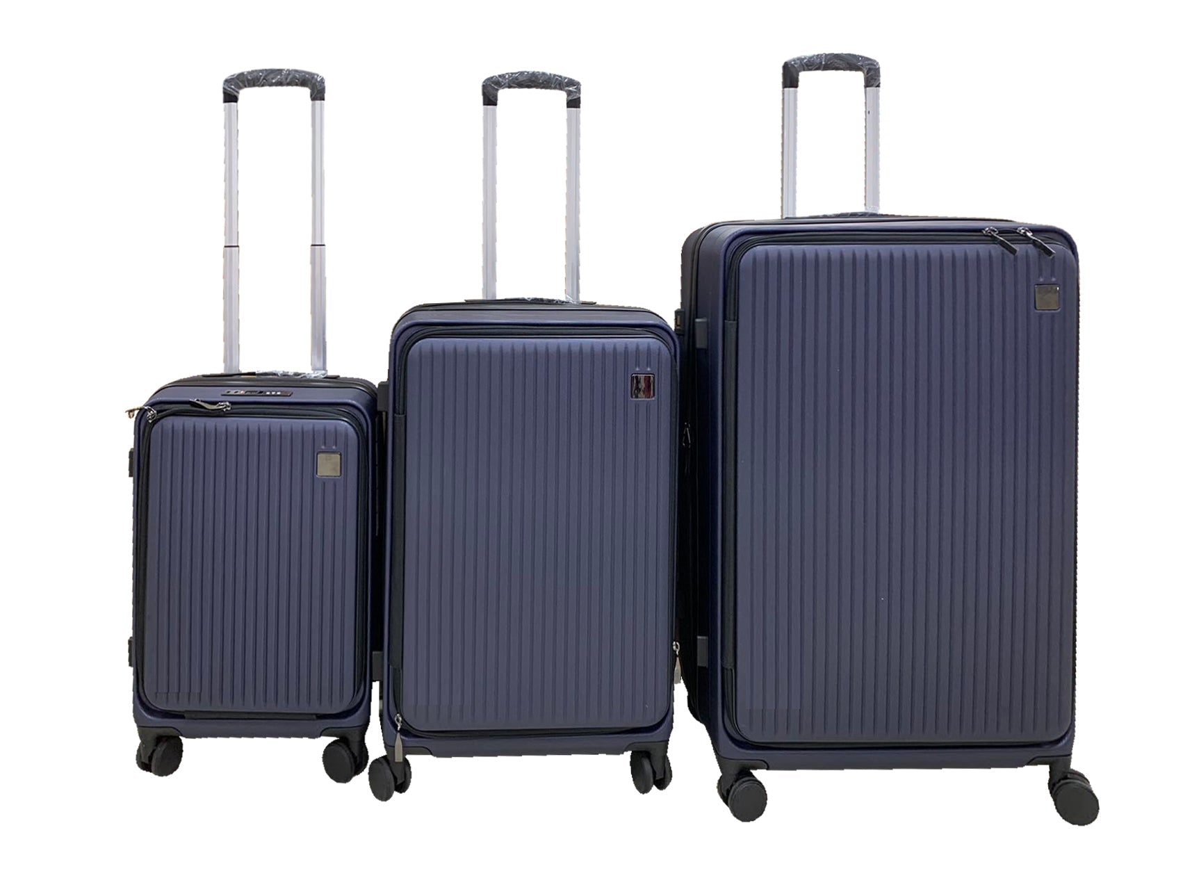 3-Piece Front Open Luggage Set – Blue