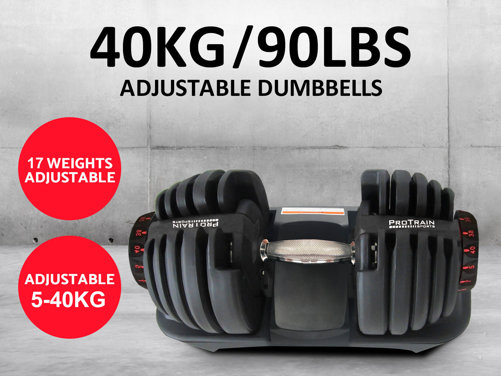 Adjustable Dumbbell Black - 40 kg