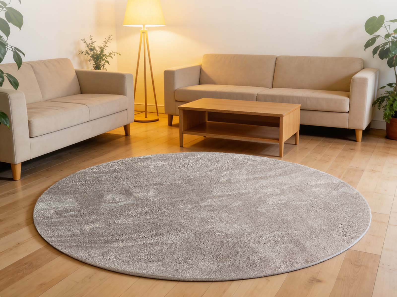 Angola Floor Rug Round 115cm - Light Brown