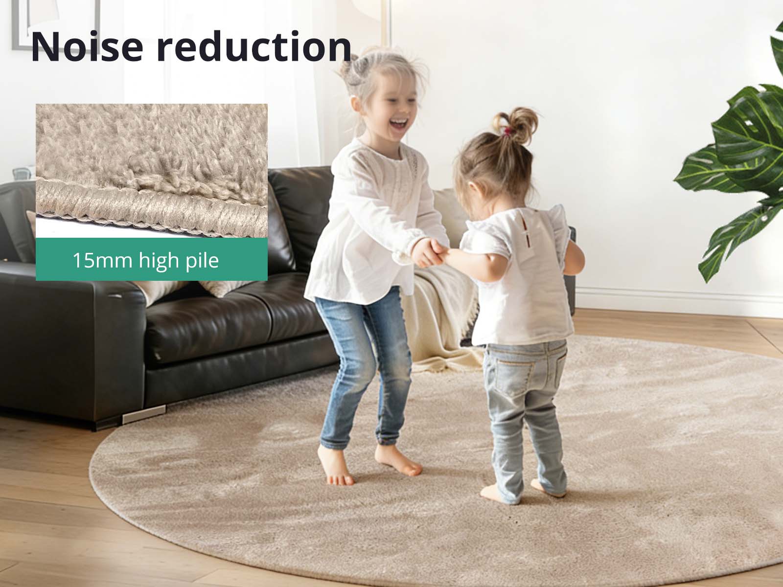 Angola Floor Rug Round 115cm - Light Brown