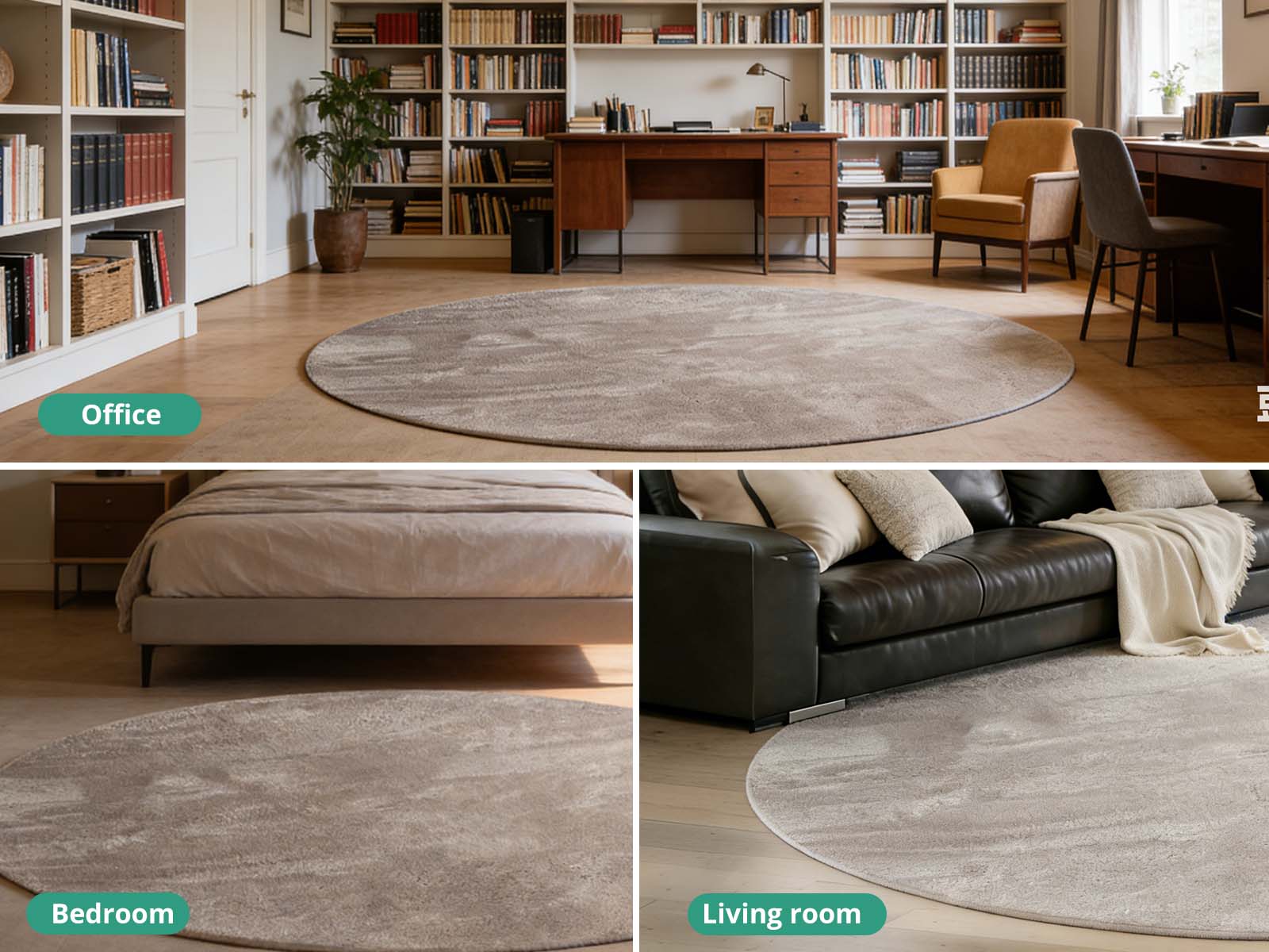 Angola Floor Rug Round 115cm - Light Brown