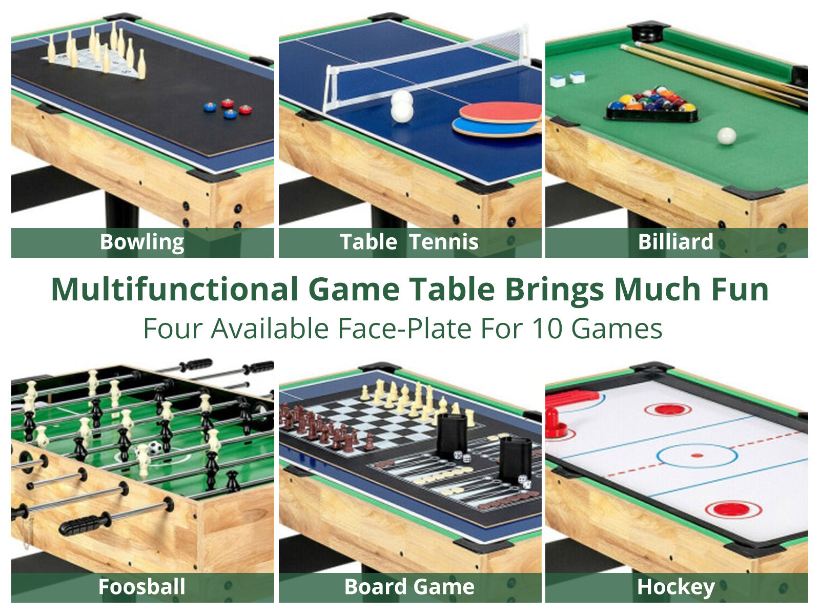 10-in-1 Multi-function Foosball Table - 4 Ft