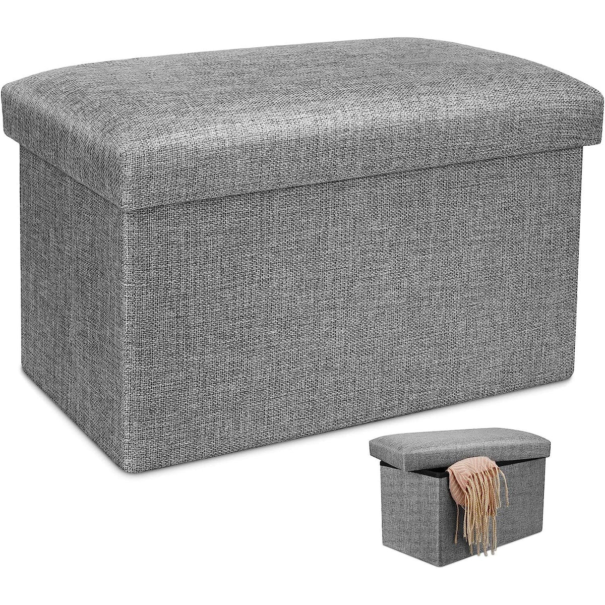 DS BS  76CM Storage Ottoman Double Foot Rest-Grey