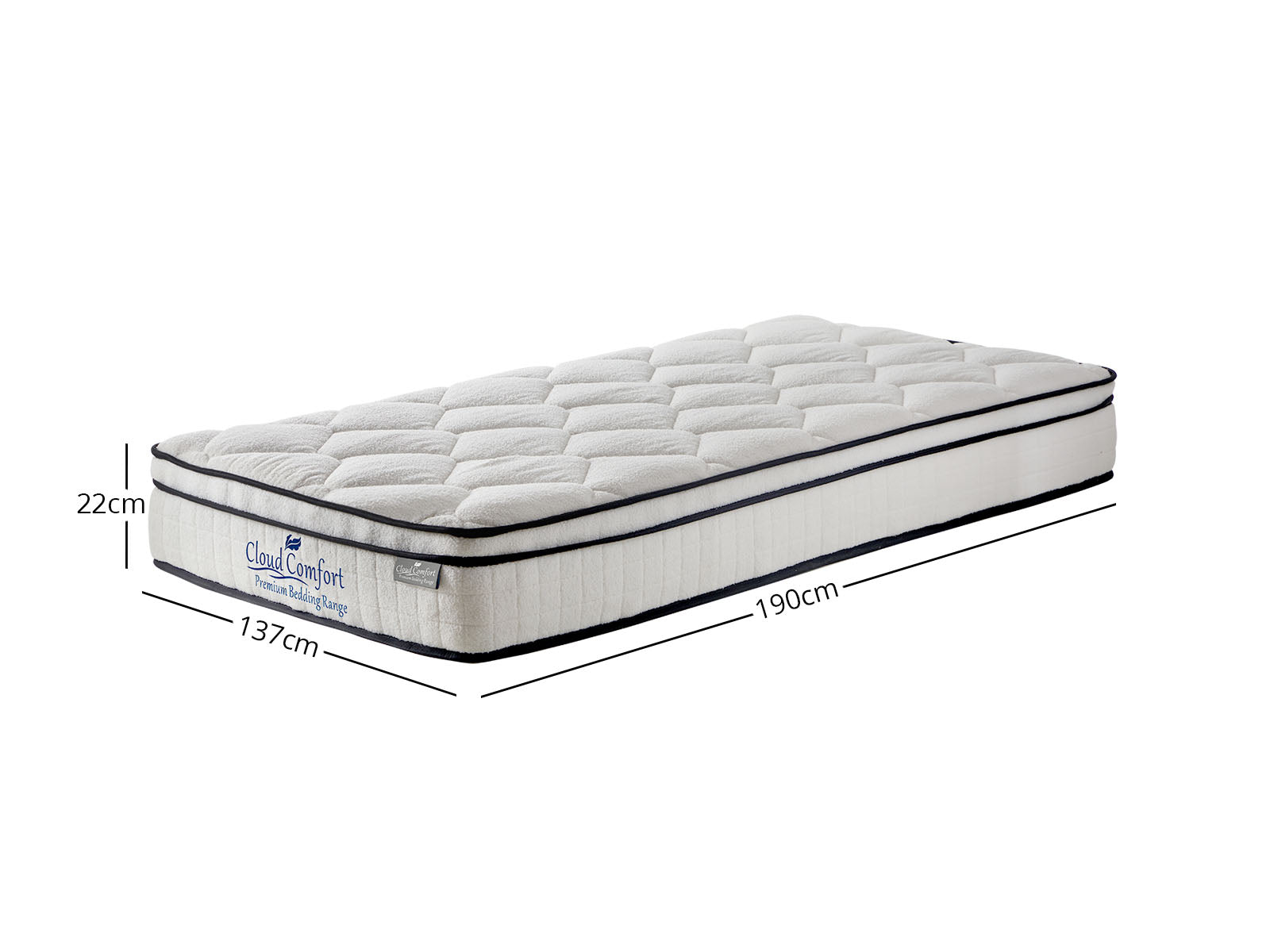 Dakota Metal Bed Frame & Boucle22 Mattress - Double