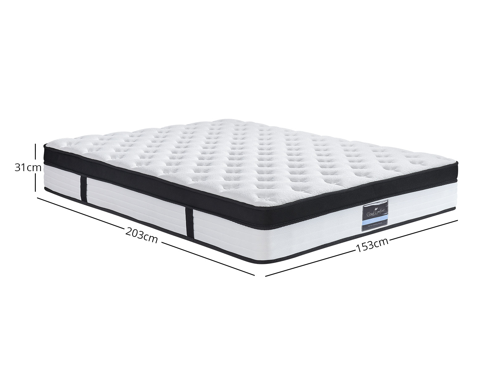 Darcy Metal Bed Frame White & Euro Top Mattress G31 - Queen