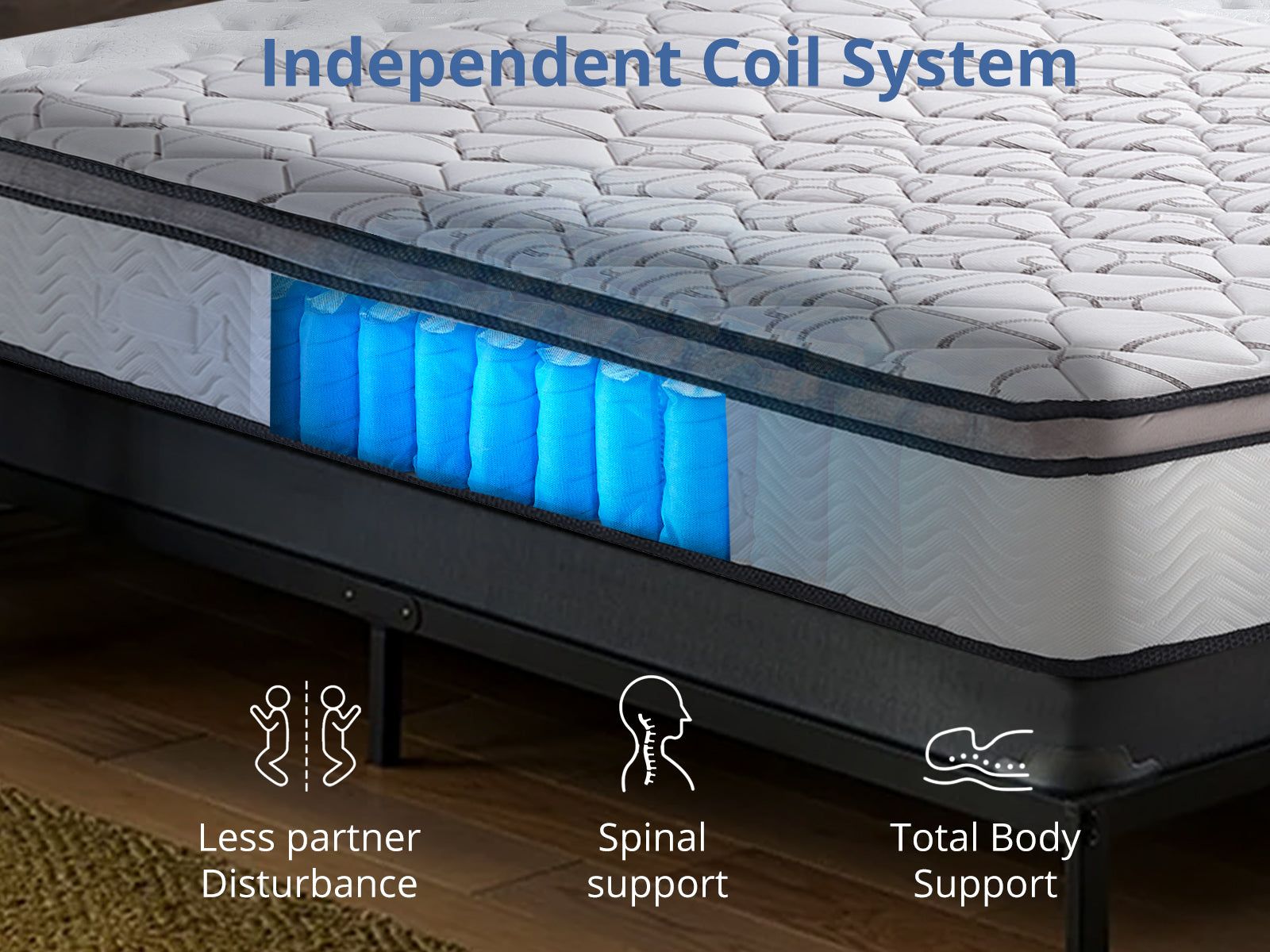 Darcy Metal Bed Frame Black & GEL30 Mattress - Queen