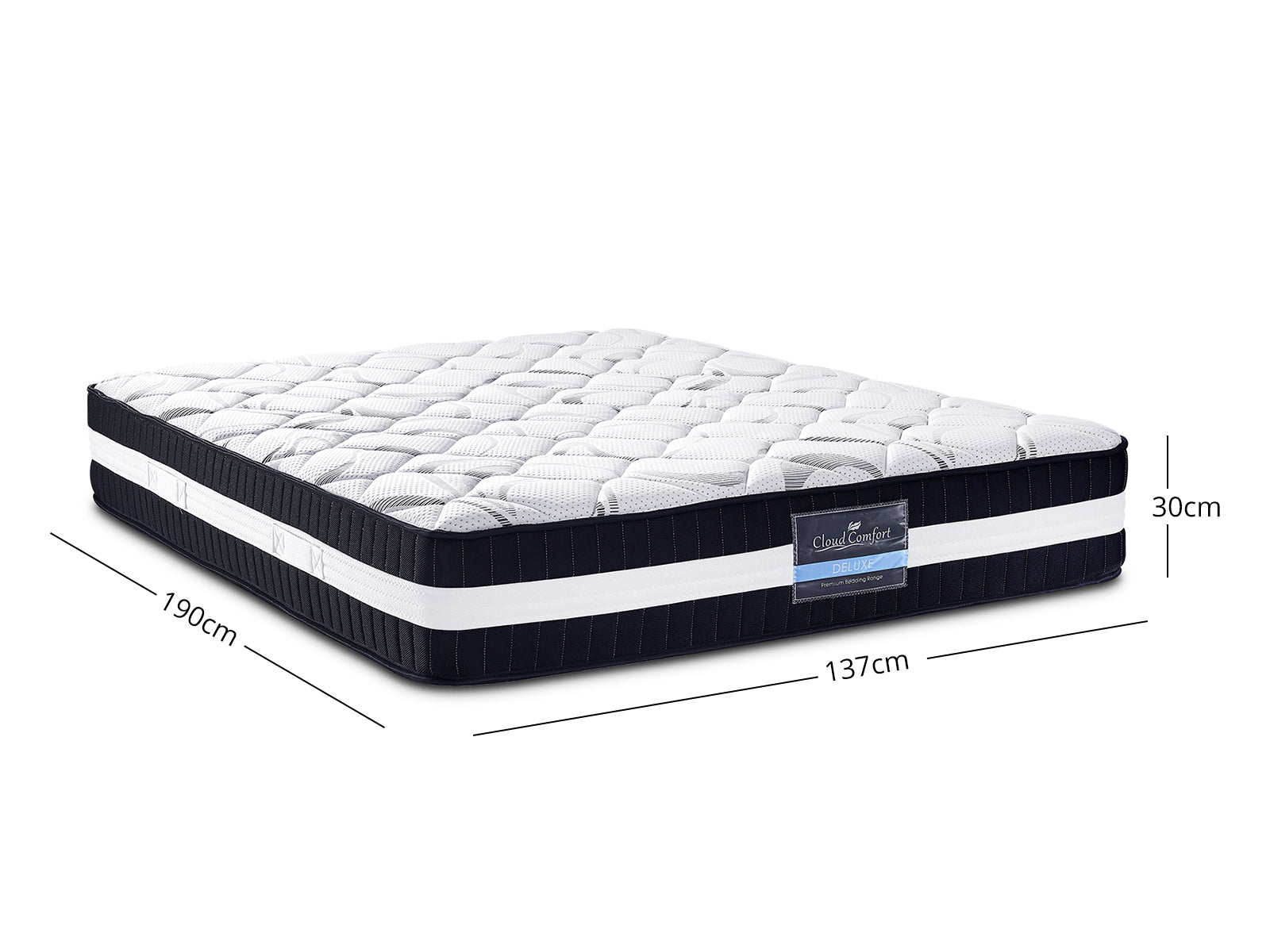 Bass Storage Bed Frame Grey & Euro Top Mattress L30 - Double
