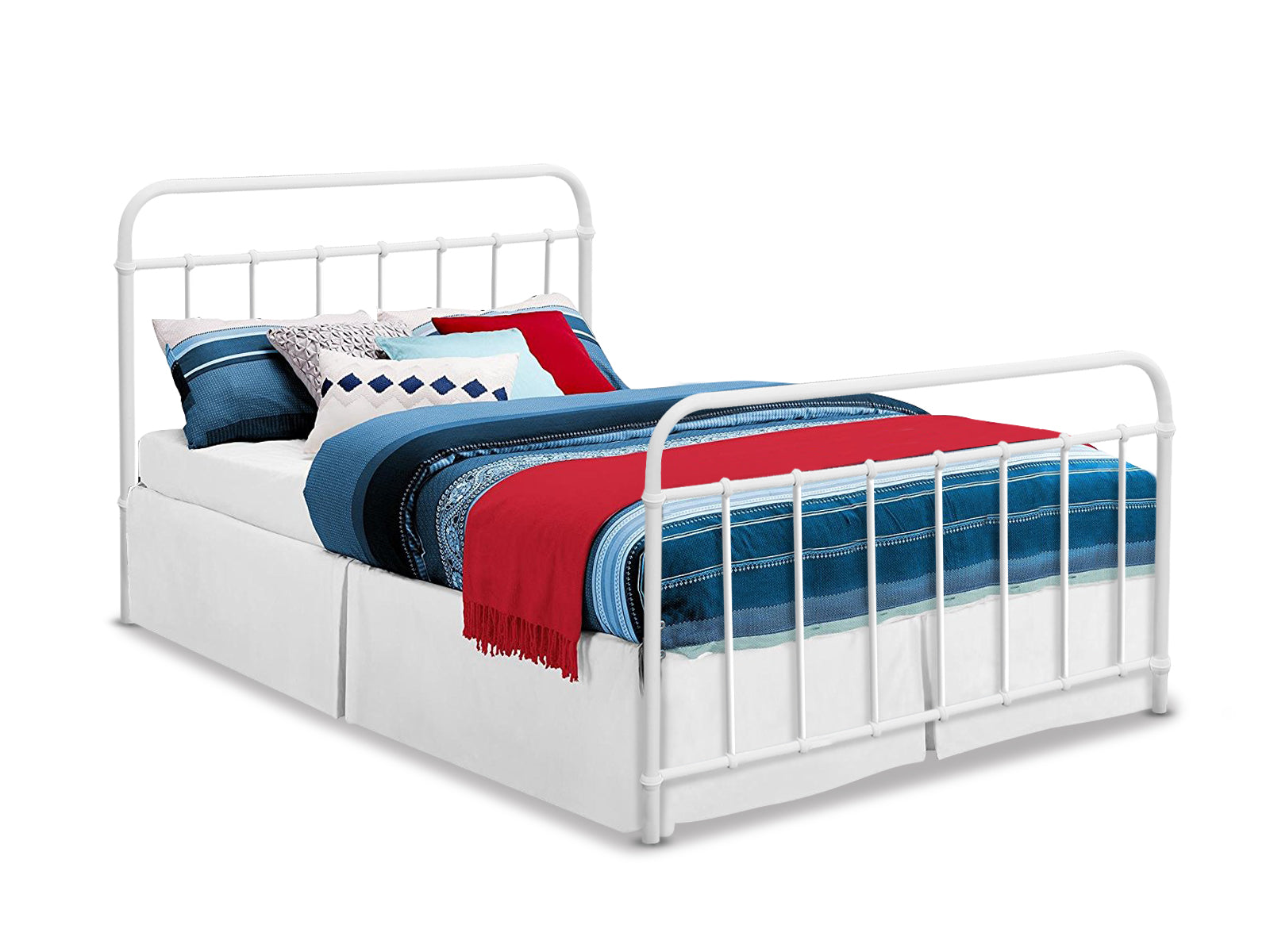 Darcy Metal Bed Frame White & Euro Top Mattress B34 - Queen