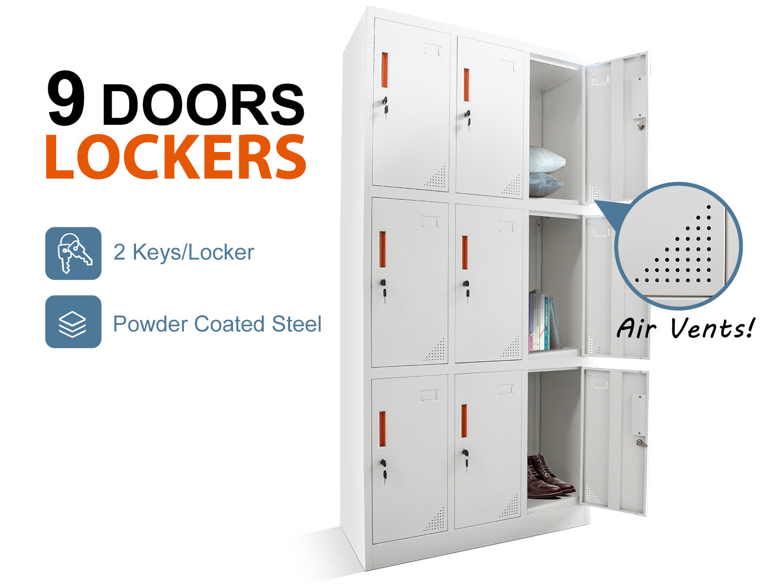 9-Door Locker - Creamy White
