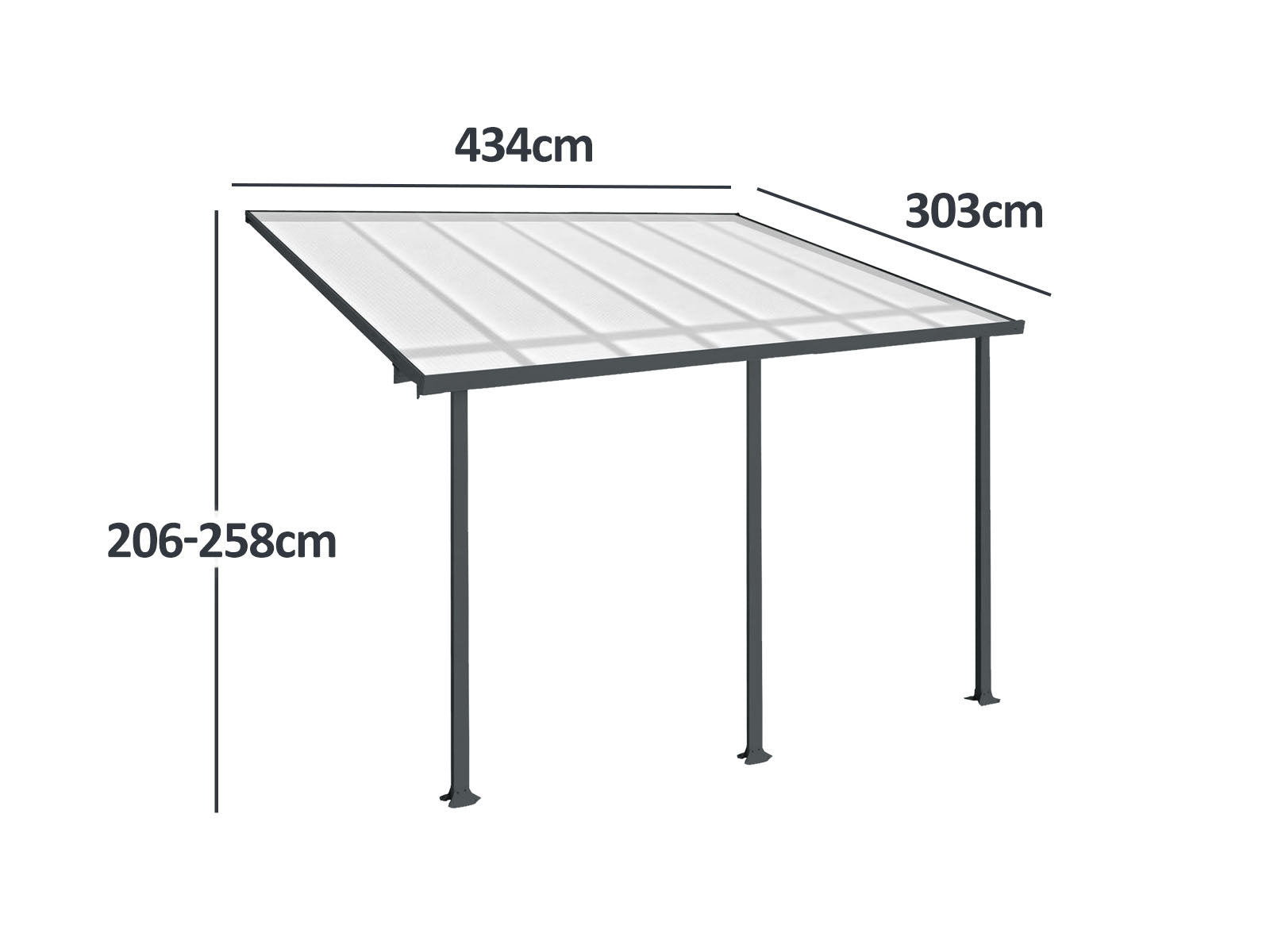 Aluminium Patio Canopy Grey - 10ft x 14ft