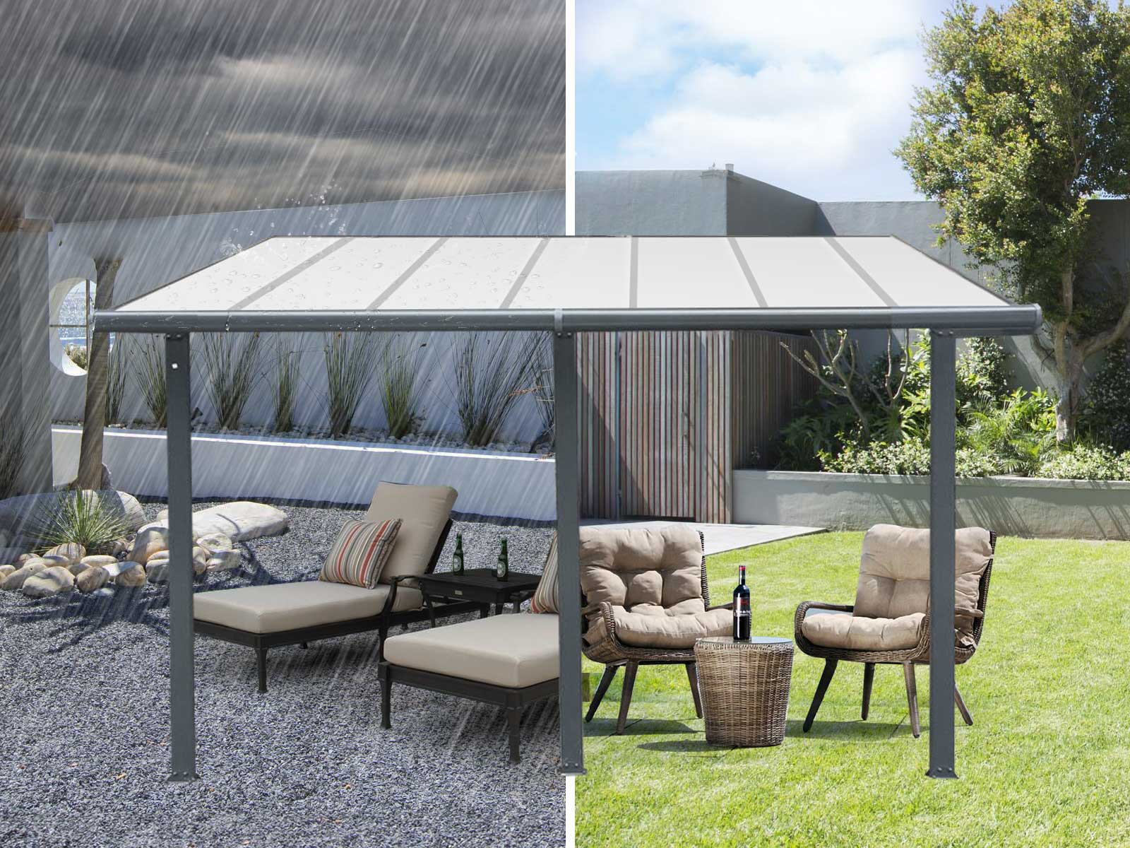 Aluminium Patio Canopy Grey - 10ft x 14ft