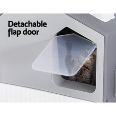 Cat Litter Box Large Tray Kitty Toilet Enclosed Cat Litter Box Hooded Scoop Mat
