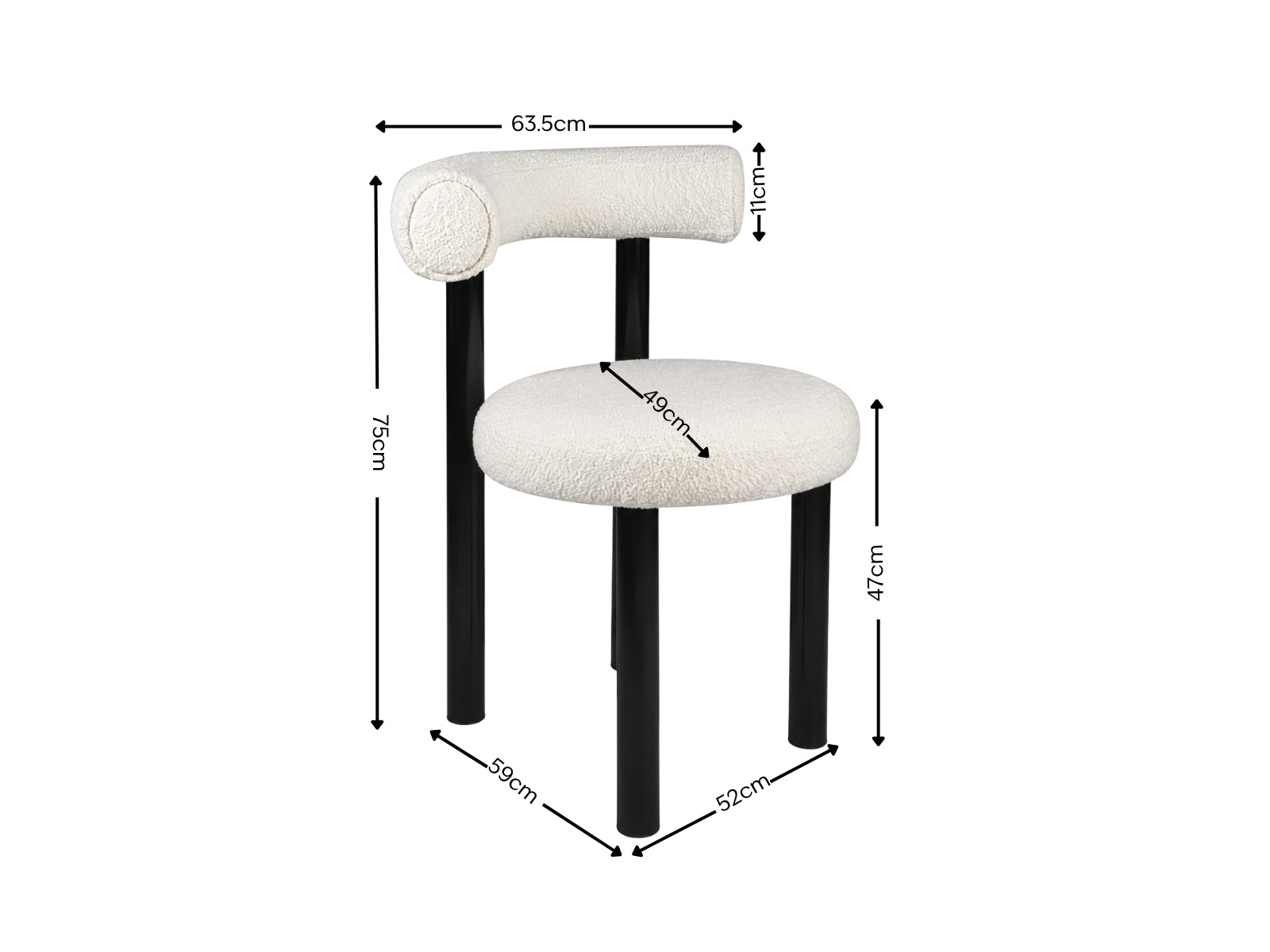 Boucle Velvet Dining Chair - White