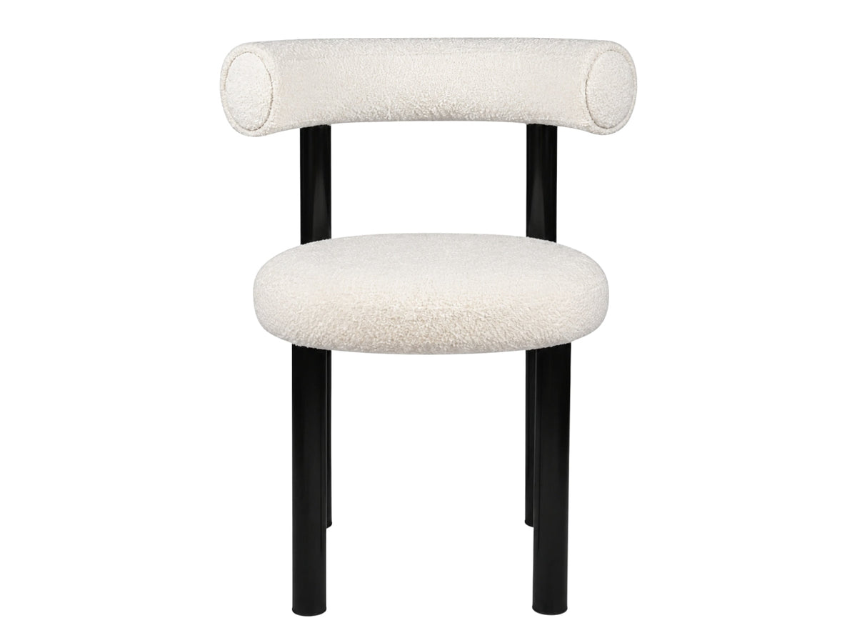Boucle Velvet Dining Chair - White