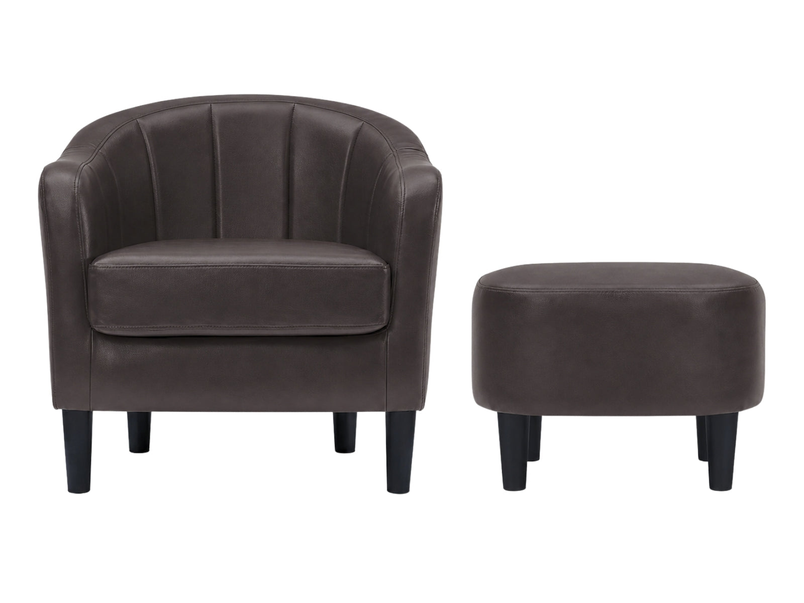 Daxton Tub Chair with Ottoman PU - Dark Brown