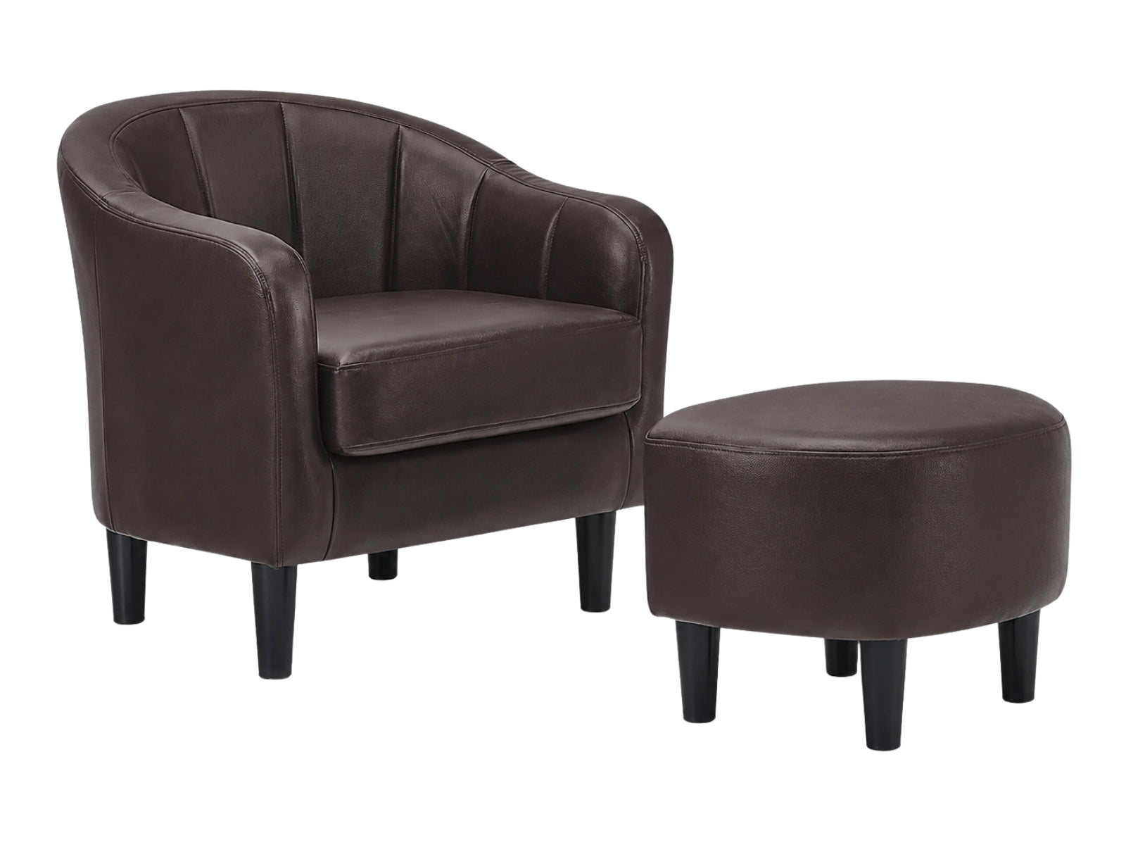 Daxton Tub Chair with Ottoman PU - Dark Brown
