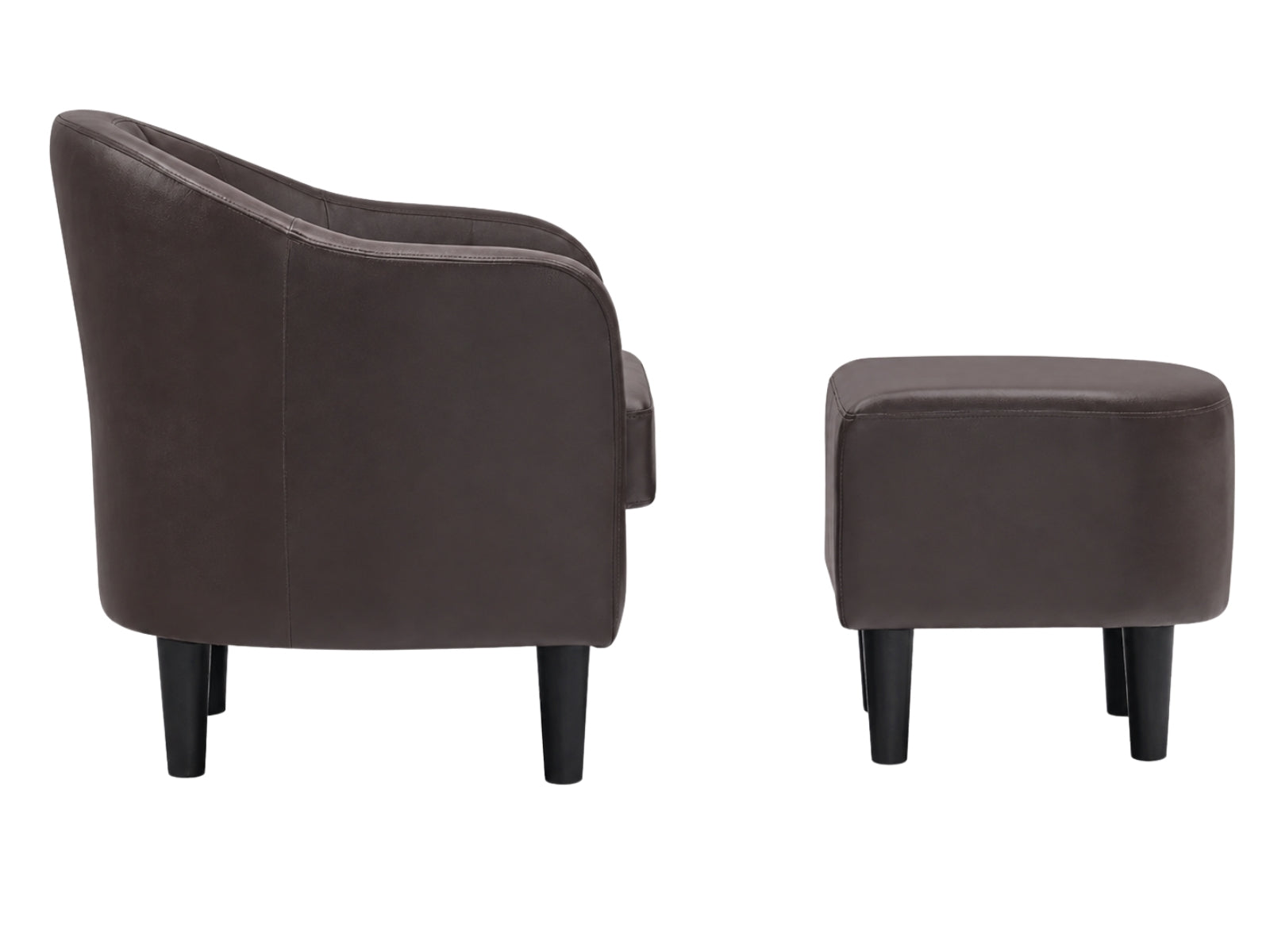 Daxton Tub Chair with Ottoman PU - Dark Brown