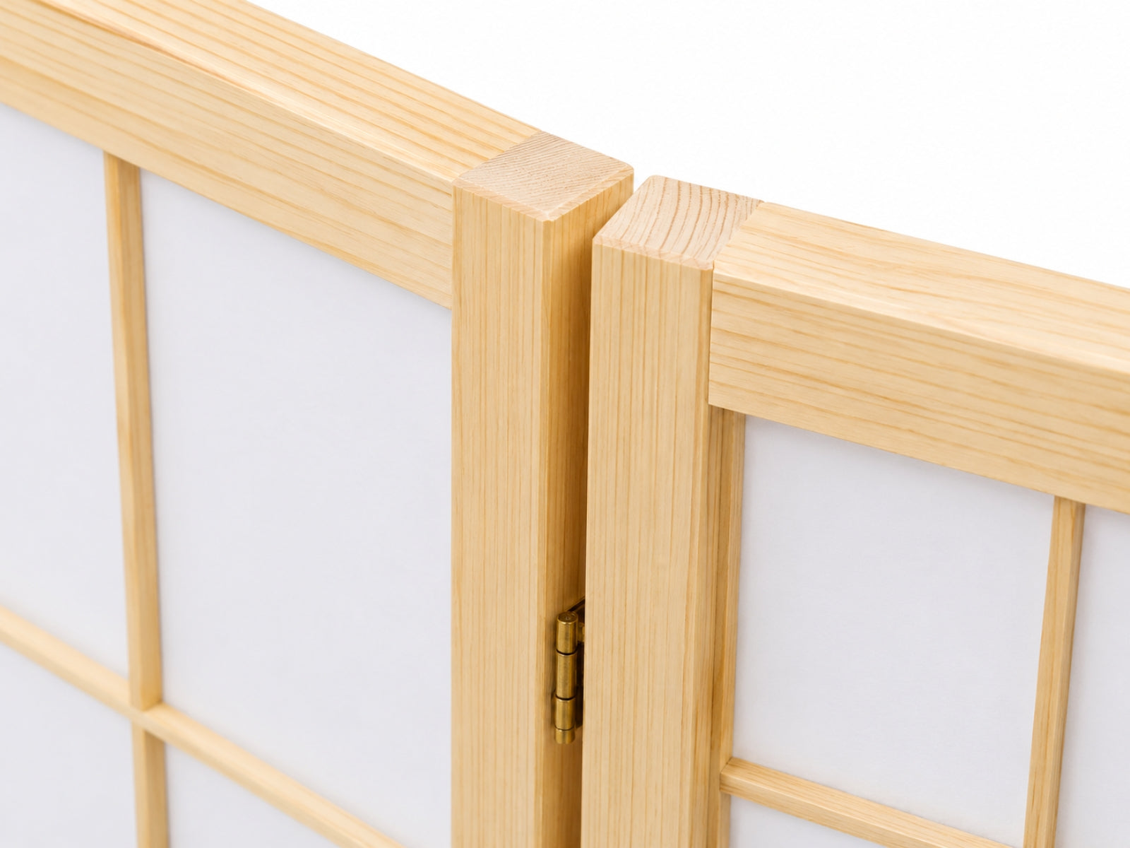 6-Panel Room Divider with Flower Pattern - Natural Wood