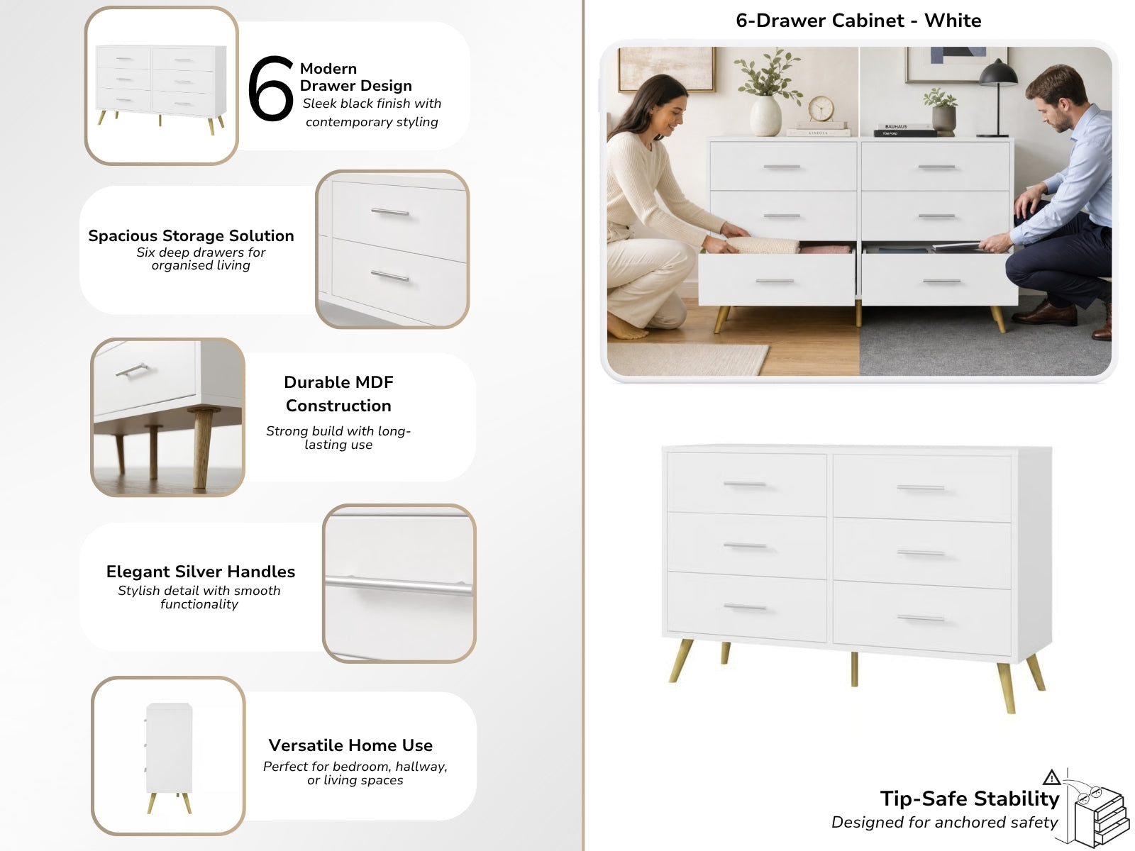 6-Drawer Cabinet - White