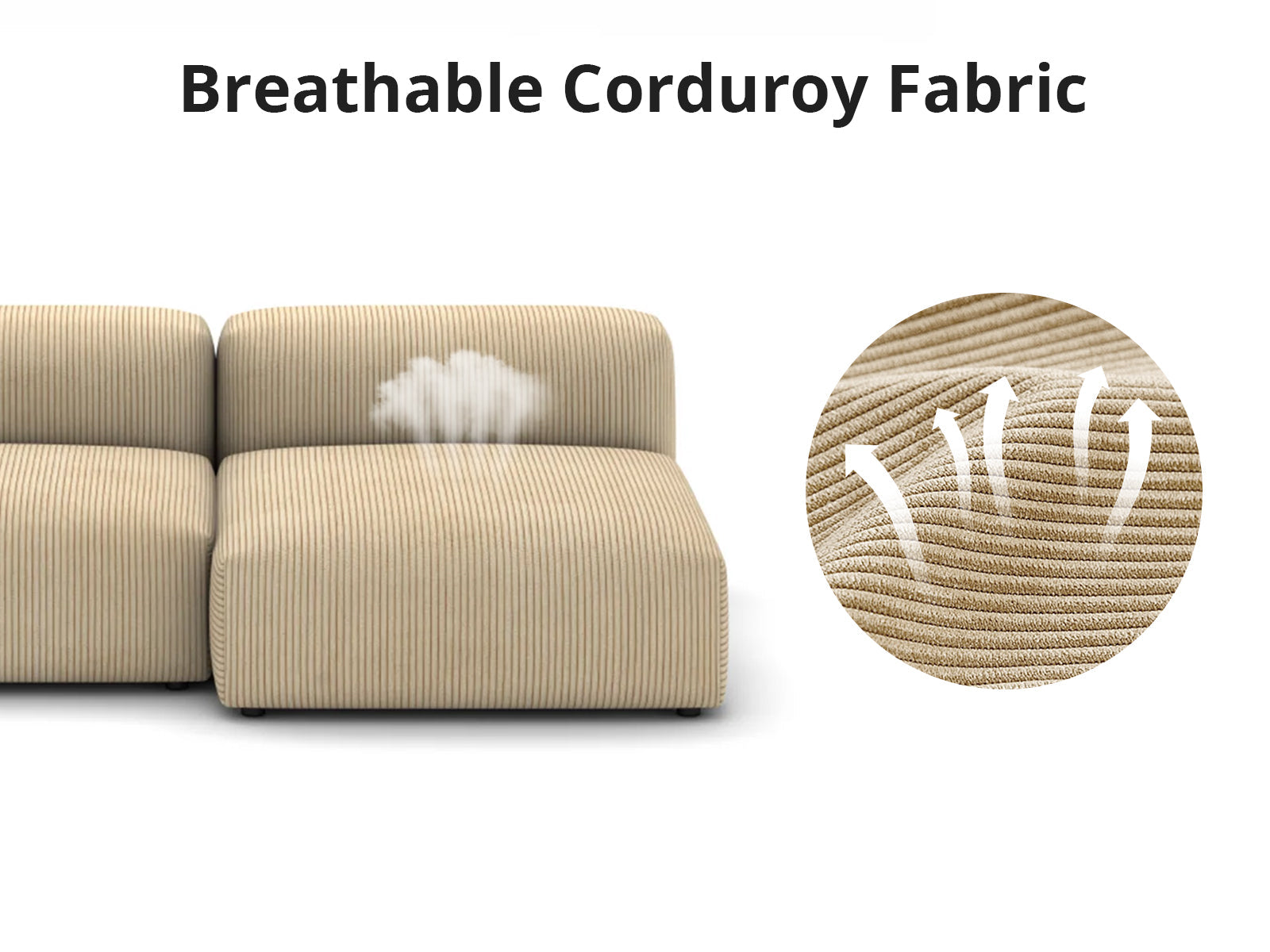 Corduroy Fabric Sofa Set (Left Armrest Seater+Armless Chaise)