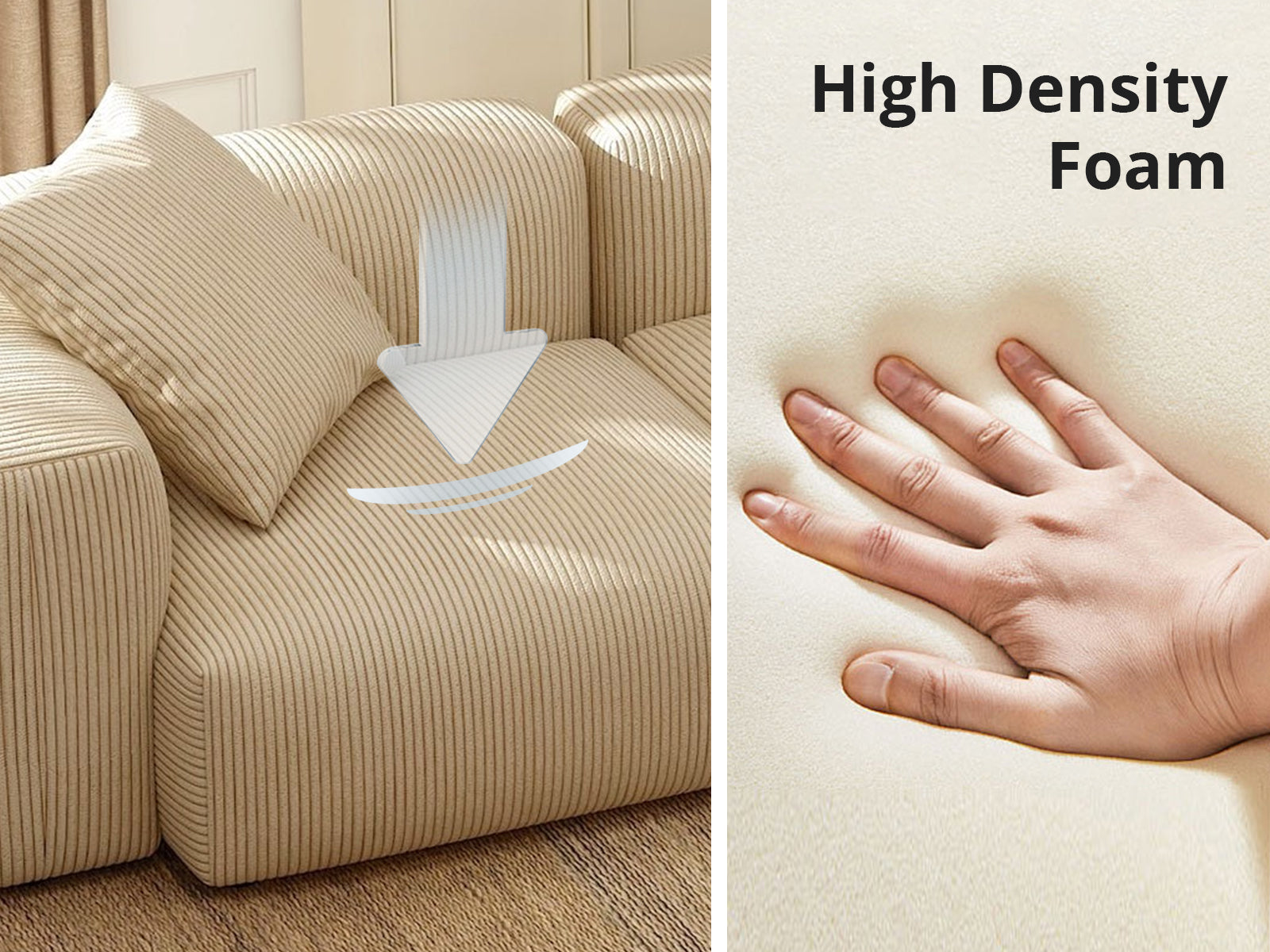 Corduroy Fabric Sofa Set (Left Armrest Seater+Armless Chaise)