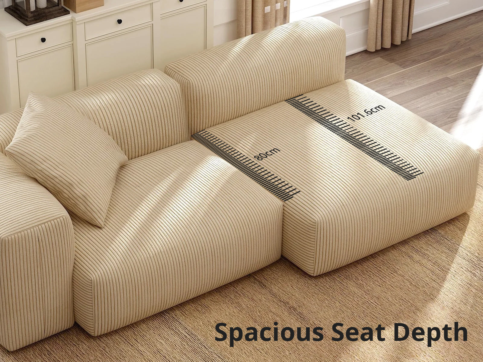Corduroy Fabric Sofa Set (Left Armrest Seater+Armless Chaise)