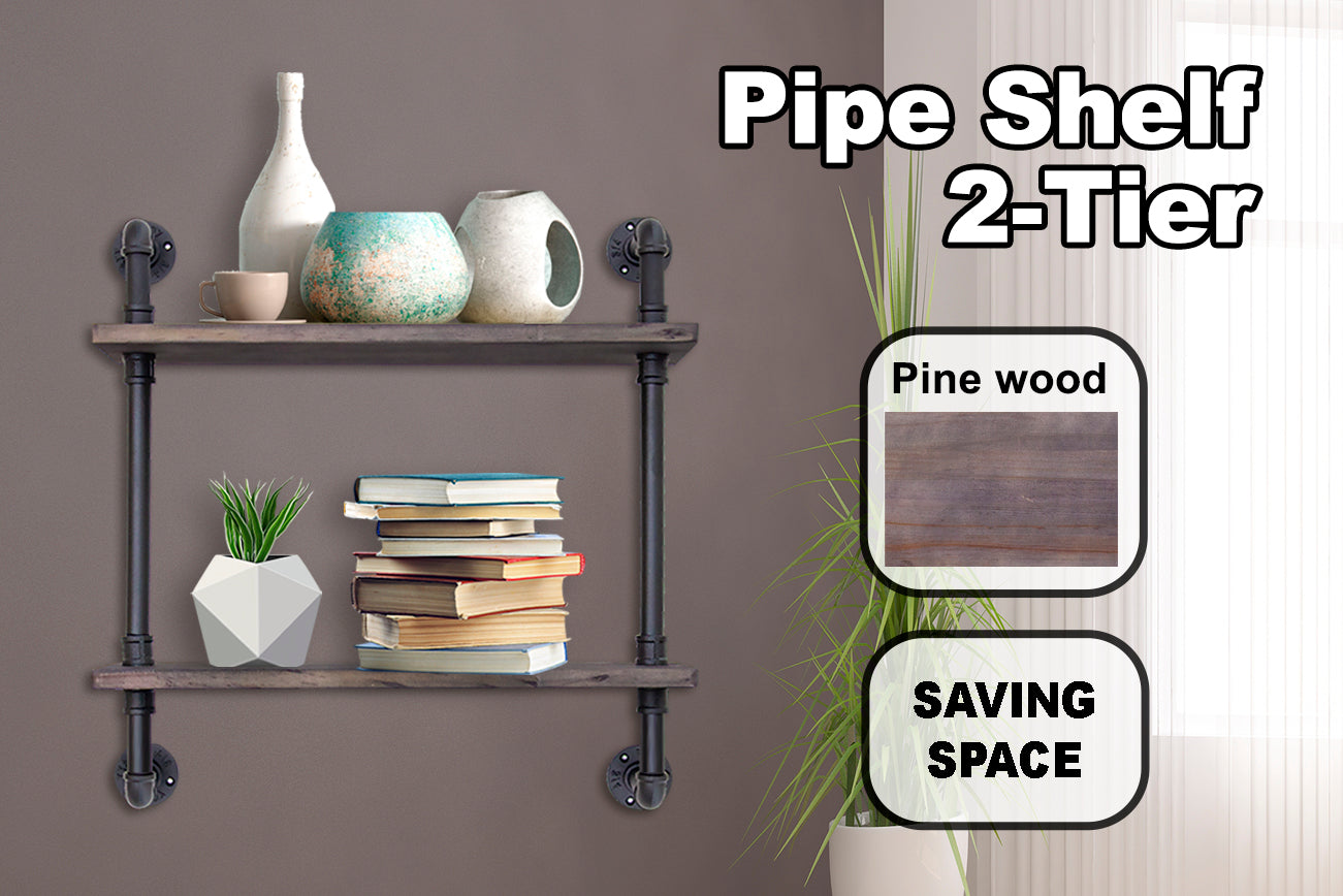 2-Tier Pipe Shelf