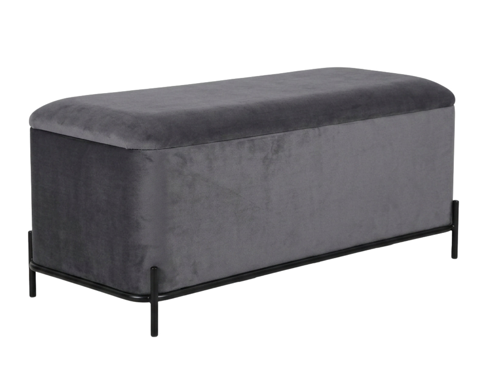 Delani Velvet Ottoman Bench With Storage - Charcoal