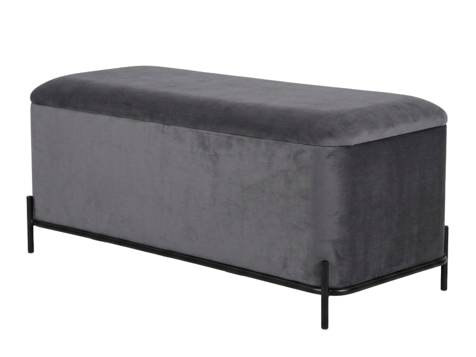 Delani Velvet Ottoman Bench With Storage - Charcoal