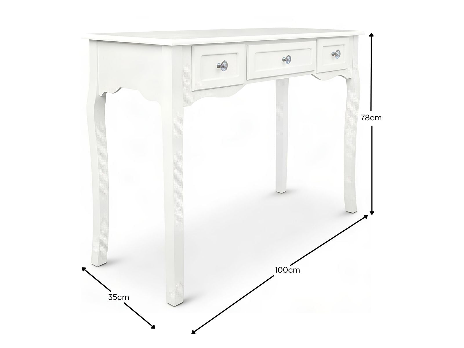 3-Drawer Console Table - White