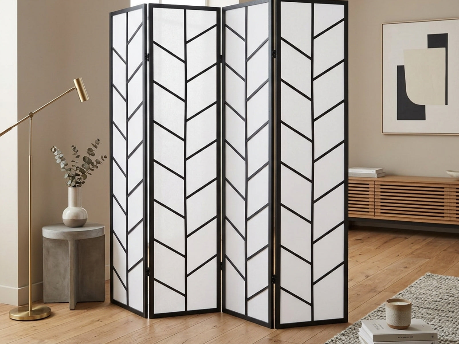 4-Panel Room Divider D P1 - Black