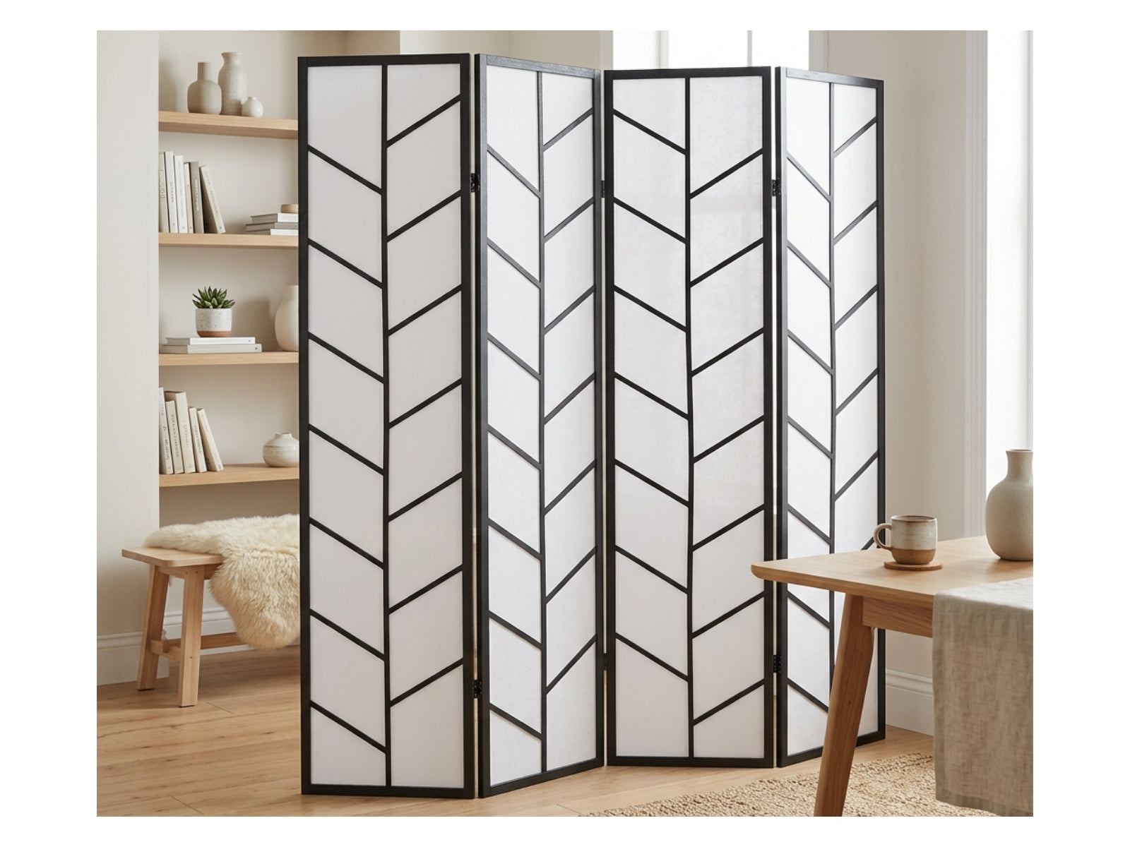 4-Panel Room Divider D P1 - Black