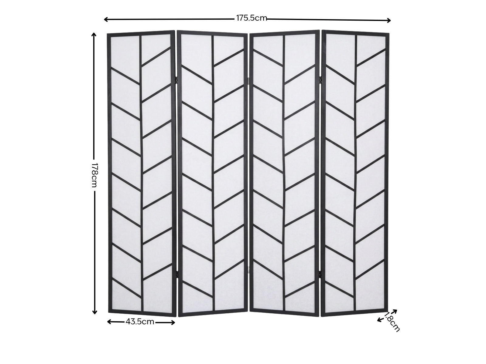 4-Panel Room Divider D P1 - Black