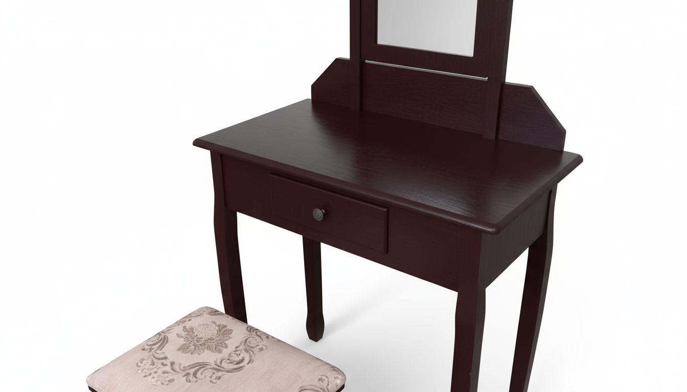 Dressing Table with Stool Brown - 74 cm