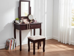 Dressing Table with Stool Brown - 74 cm