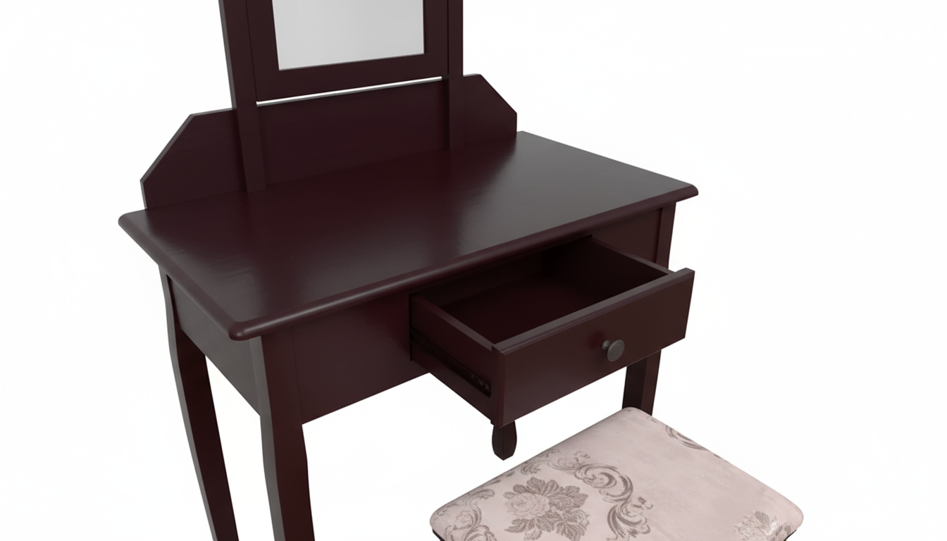 Dressing Table with Stool Brown - 74 cm