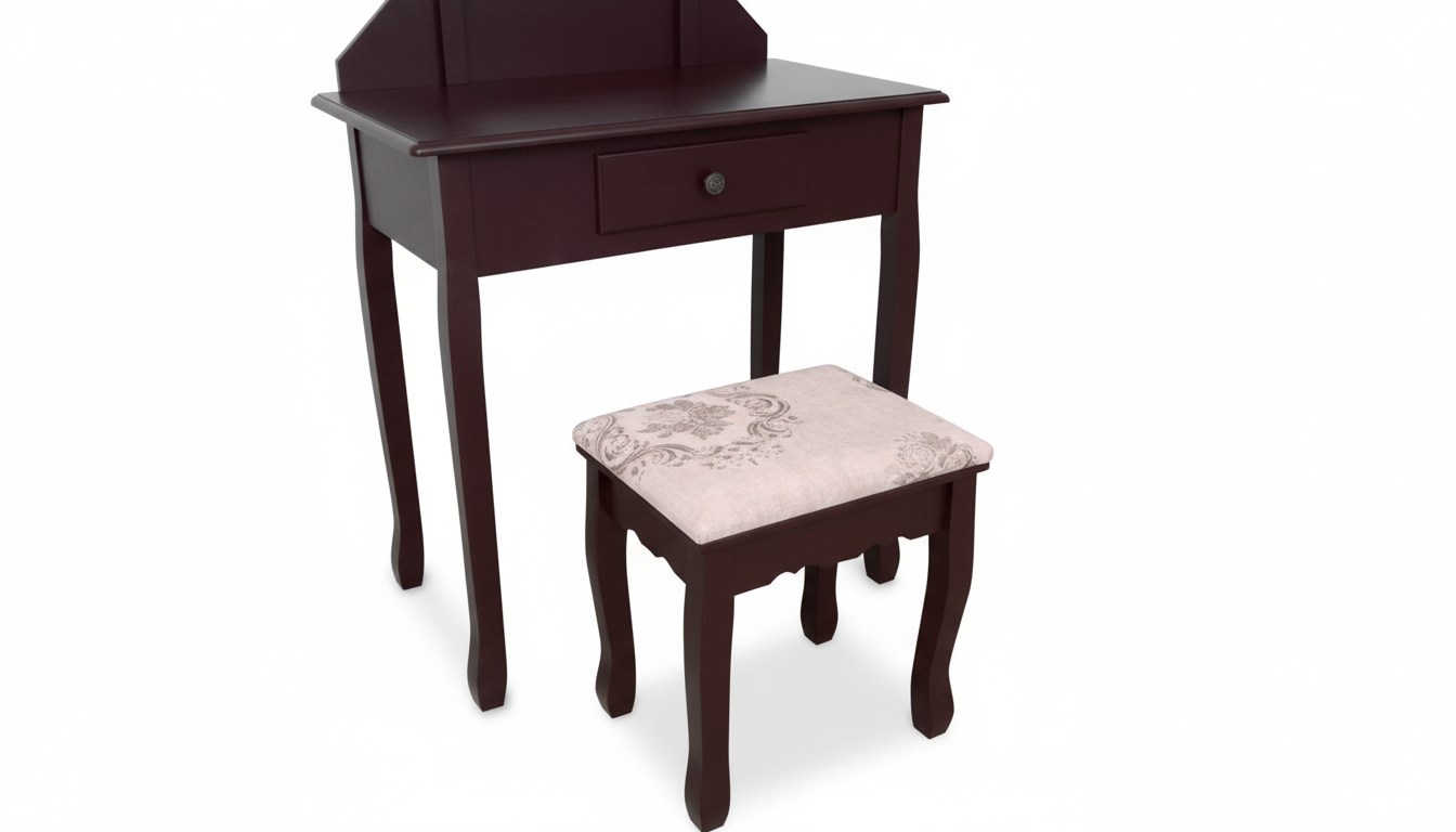 Dressing Table with Stool Brown - 74 cm