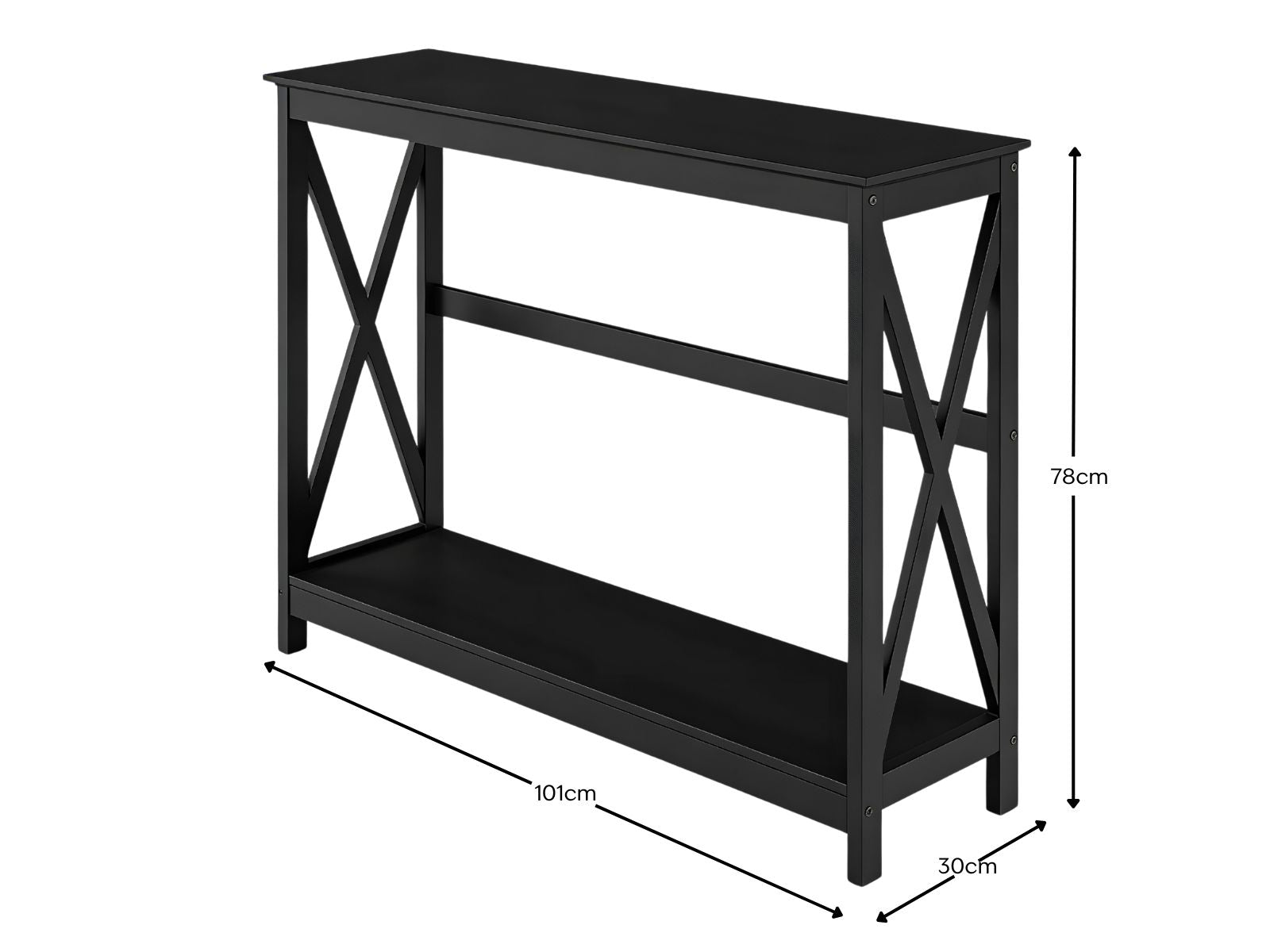 Console Table With Shelf - Black
