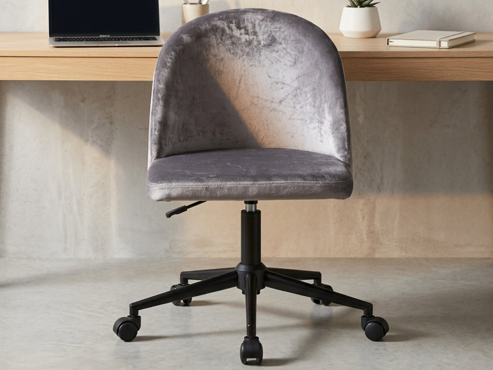 Dallin Velvet Office Chair - Grey