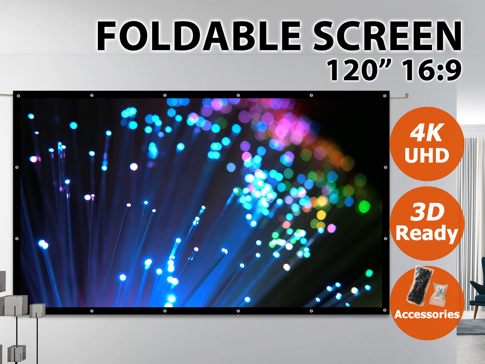 120 Inches Collapsible Projector Screen