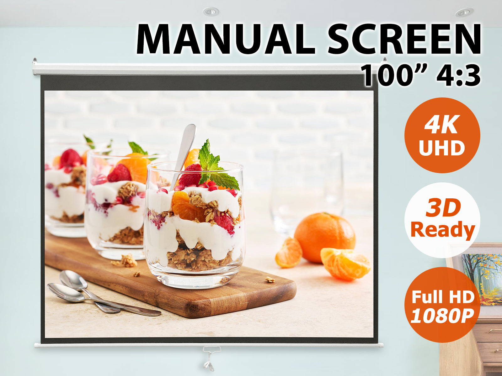 100 Inches Manual Projector Screen