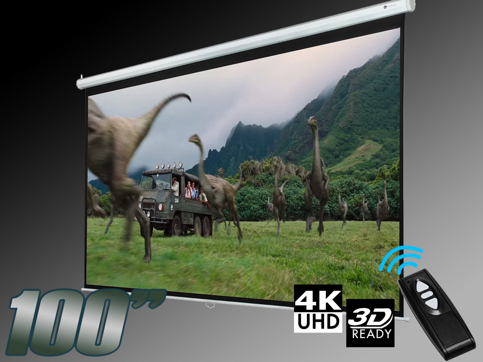 100 Inches Electric Motorized Projector Screen with Wireless Remote