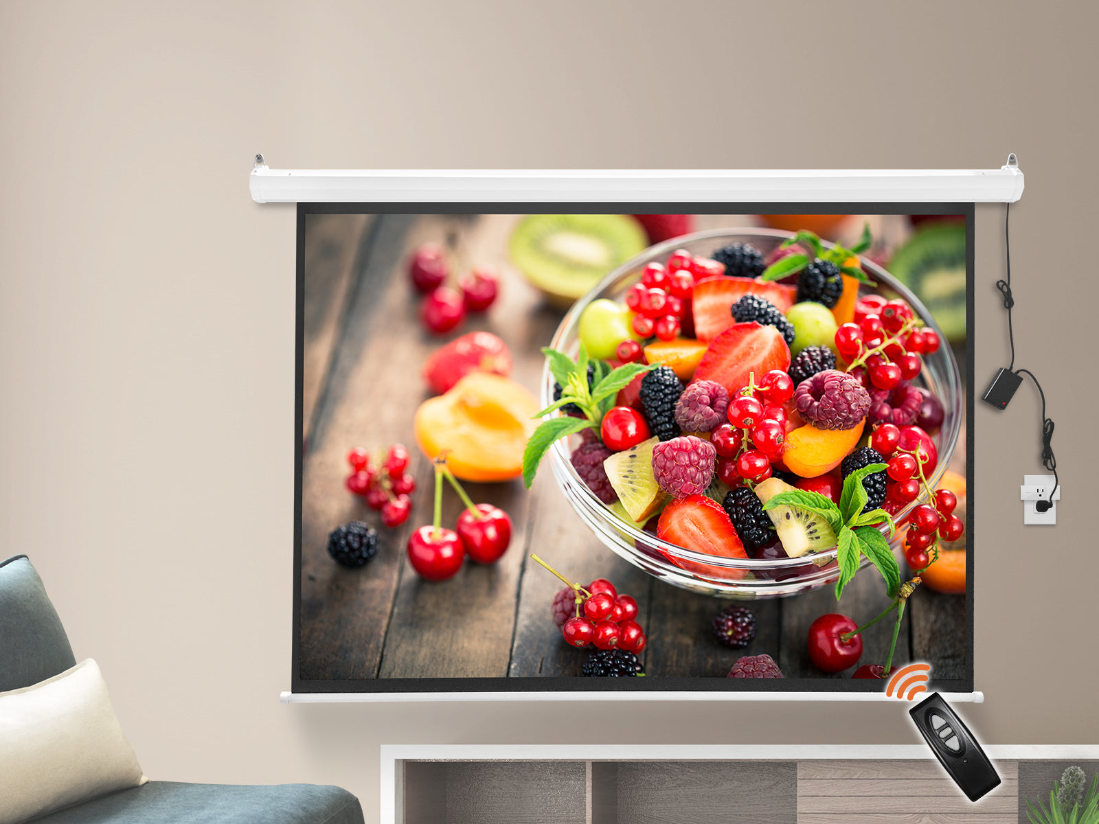 100 Inches Electric Motorized Projector Screen with Wireless Remote