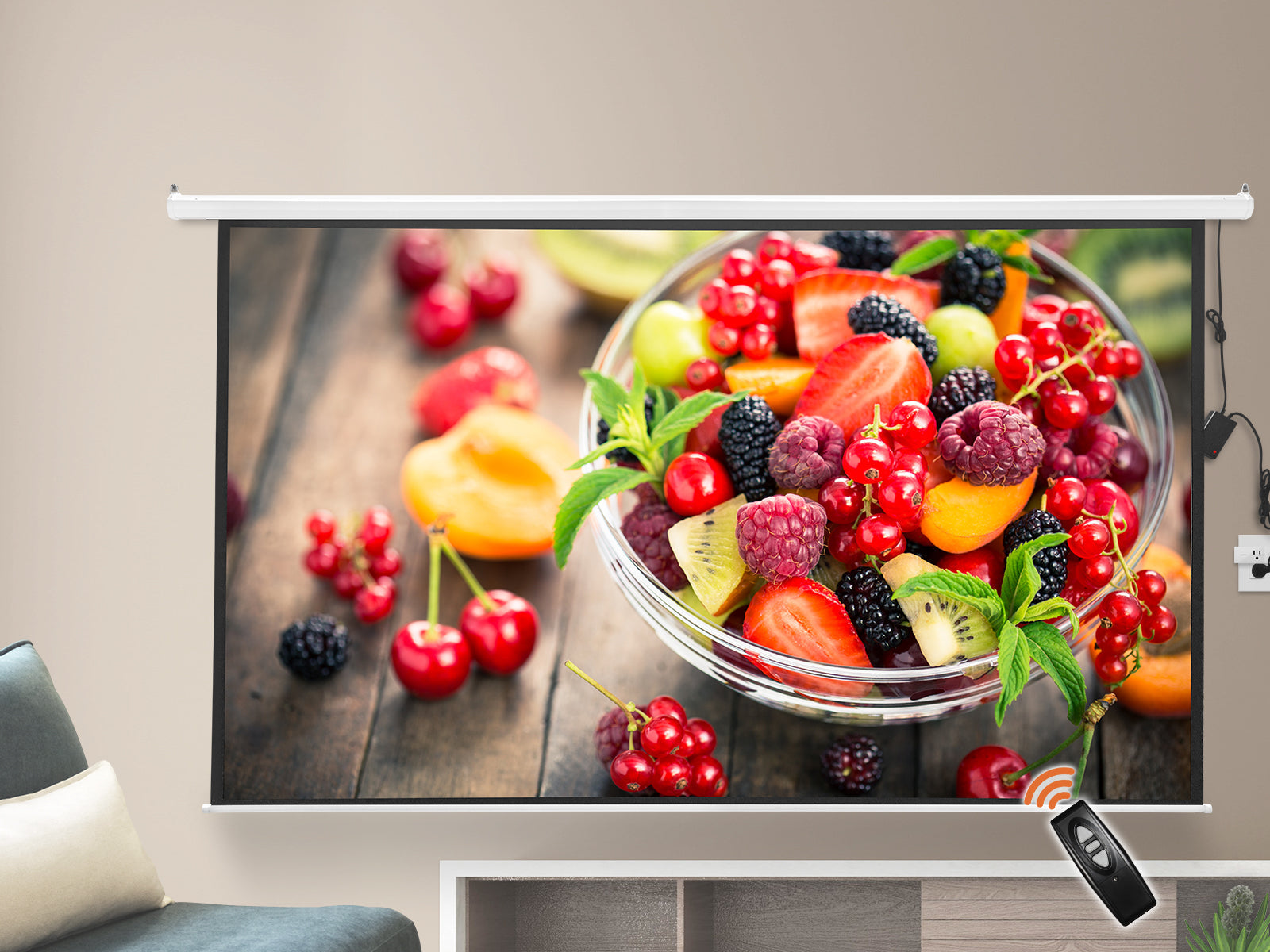 120 Inches Wide Screen Electric Motorized Projector Screen With Wireless Remote