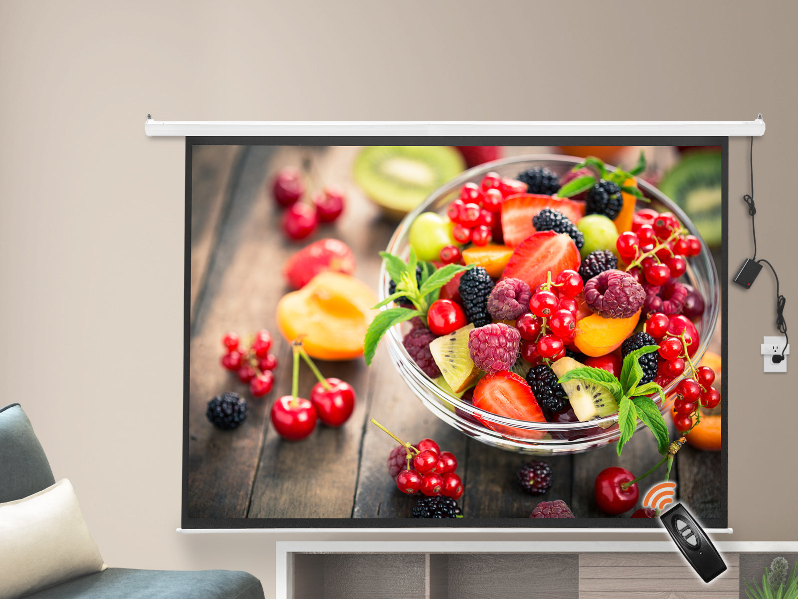 120 Inches Electric Motorized Projector Screen With Wireless Remote