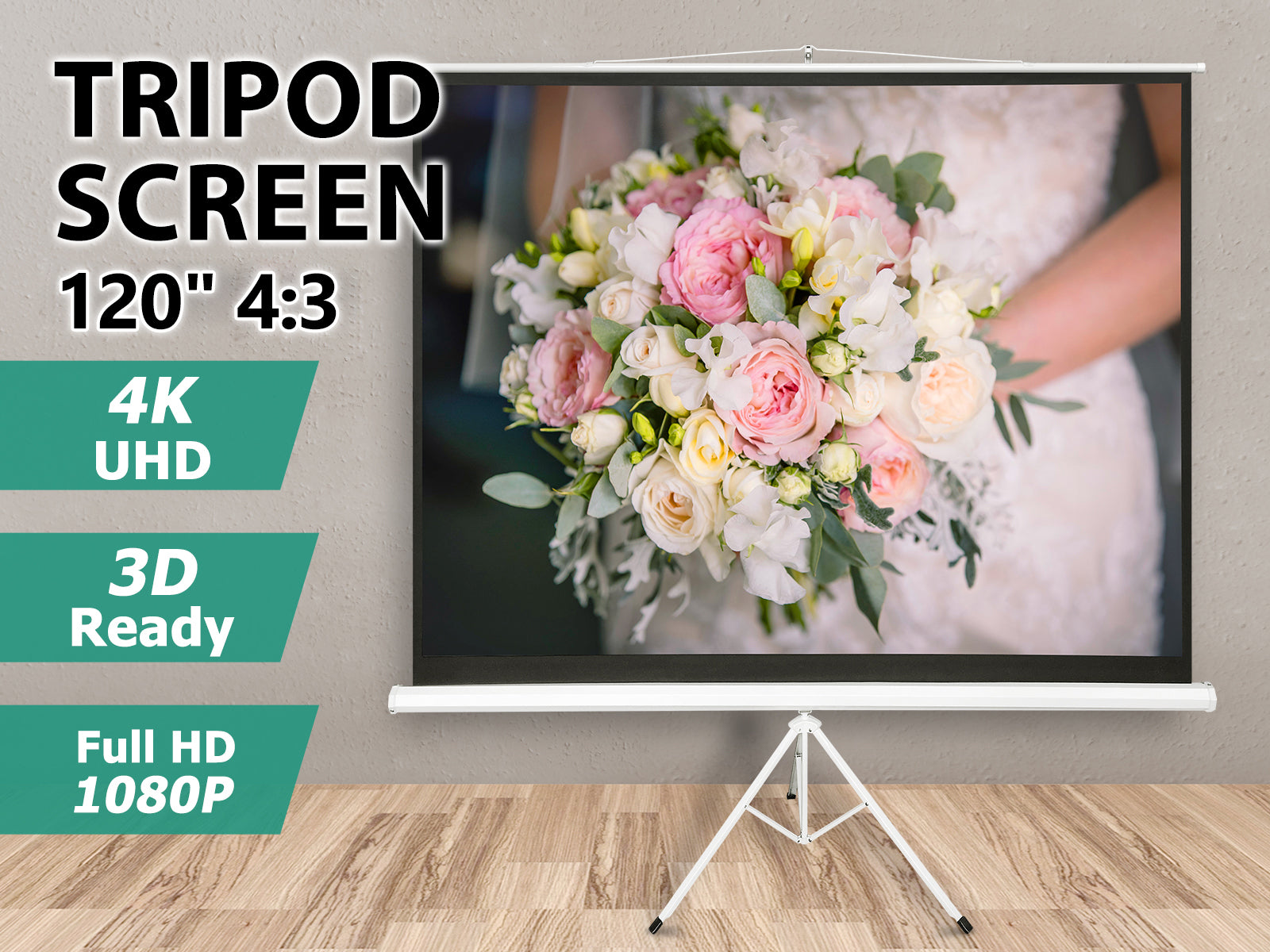 120 Inches Portable Tripod Projector Screen