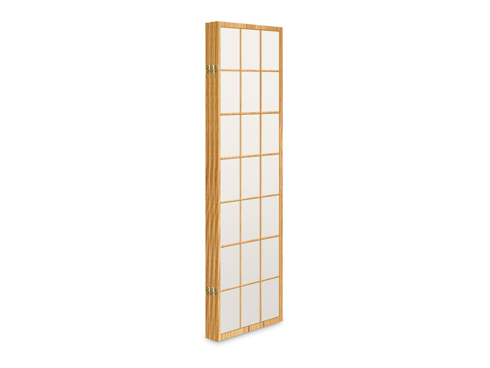 6-Panel Room Divider with Flower Pattern - Natural Wood