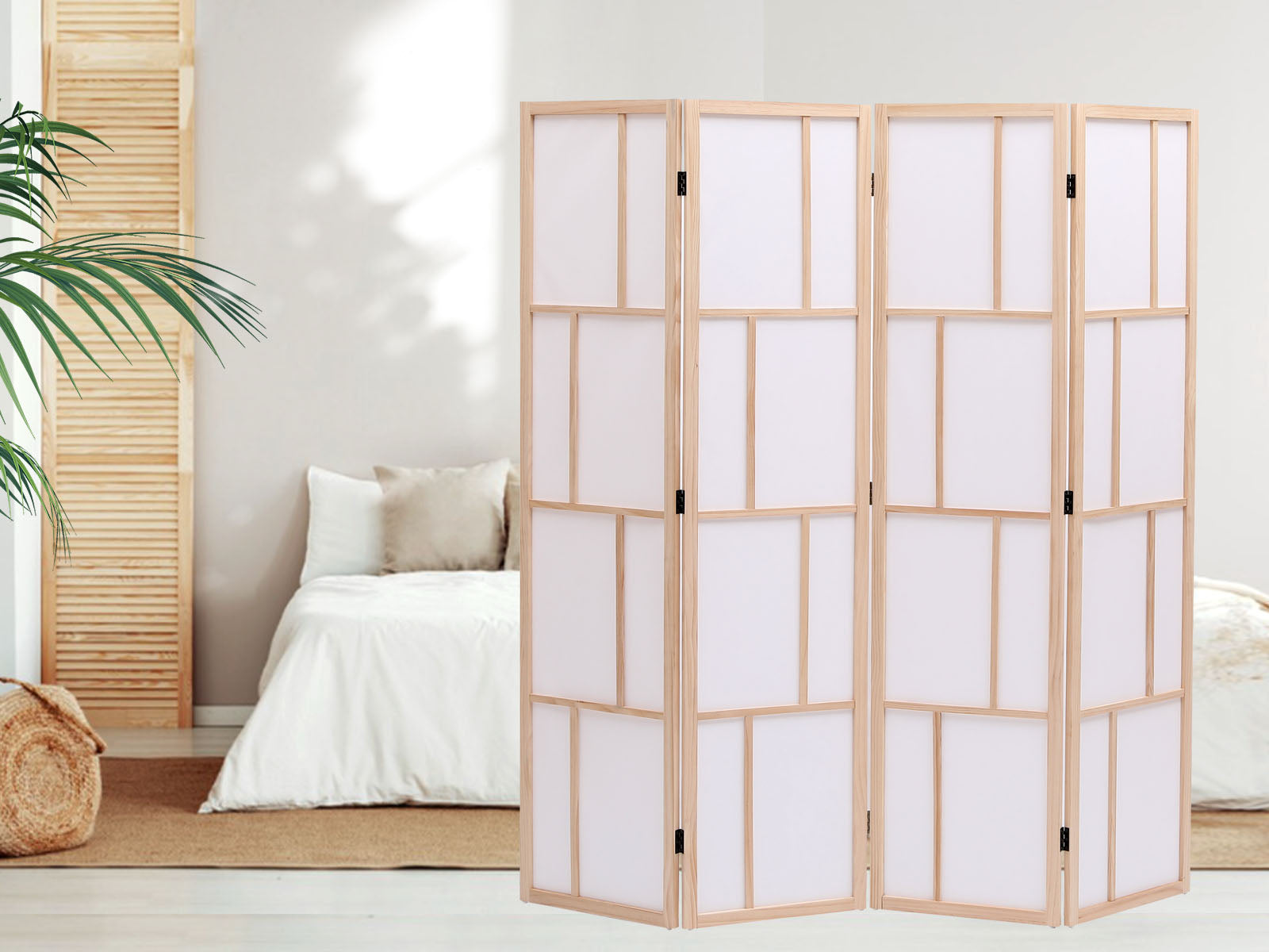 4-Panel Room Divider C M9 - Natural