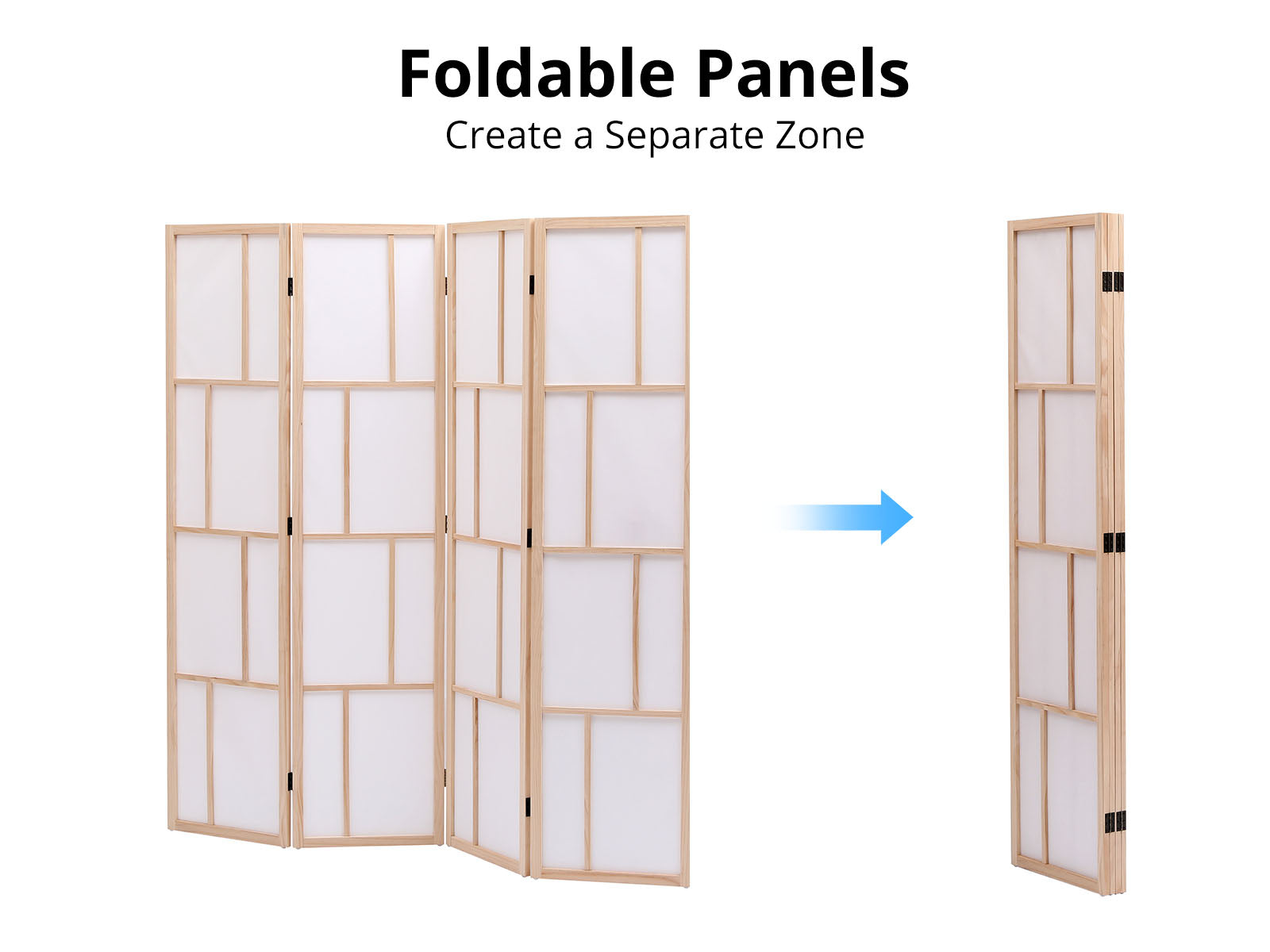 4-Panel Room Divider C M9 - Natural